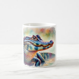 Caiman in serene waters 241024AREF111 - Watercolor Coffee Mug