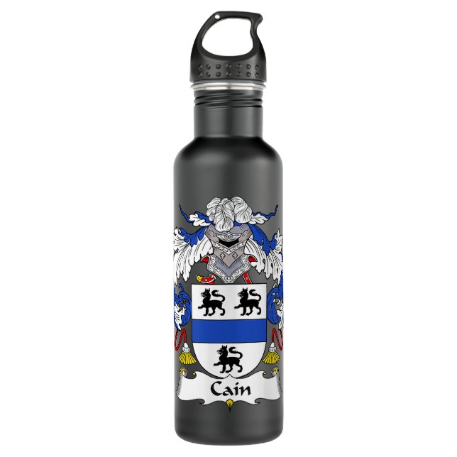 Cain Coat of Arms  Family Crest  710 Ml Water Bottle (Front)