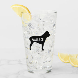 Cain Corso Dog Silhouette Personalized Canine Glass