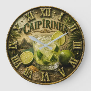 Caipirinha Brazilian Cocktail Vintage Bar Decor Large Clock