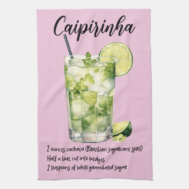 Caipirinha Cocktail Recipe Kitchen Towel (Vertical)