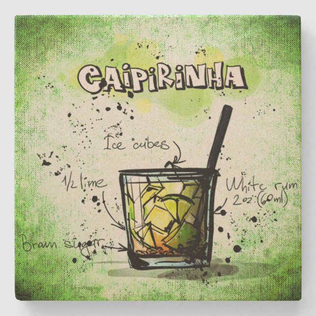 Caipirinha Drink Recipe Stone Coaster (Front)