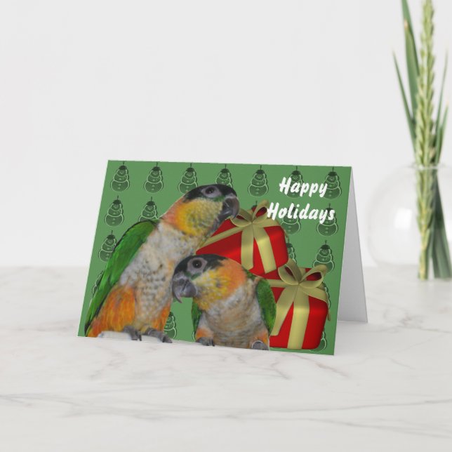 Caique Parrots Christmas Holiday Card (Front)
