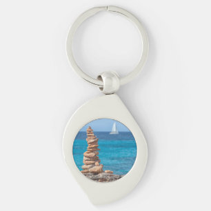 Cairn at the Mediterranean sea Keychain