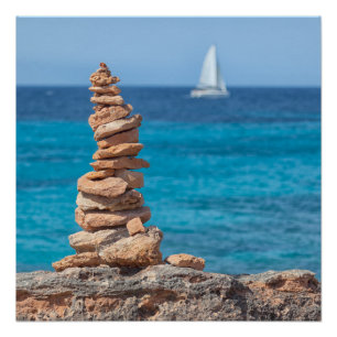 Cairn at the Mediterranean sea Poster