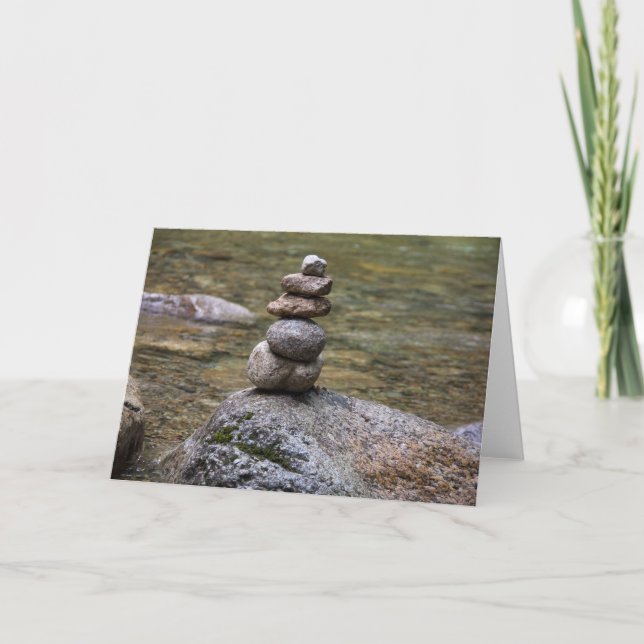 Cairn in a Stream Greeting Card (Front)