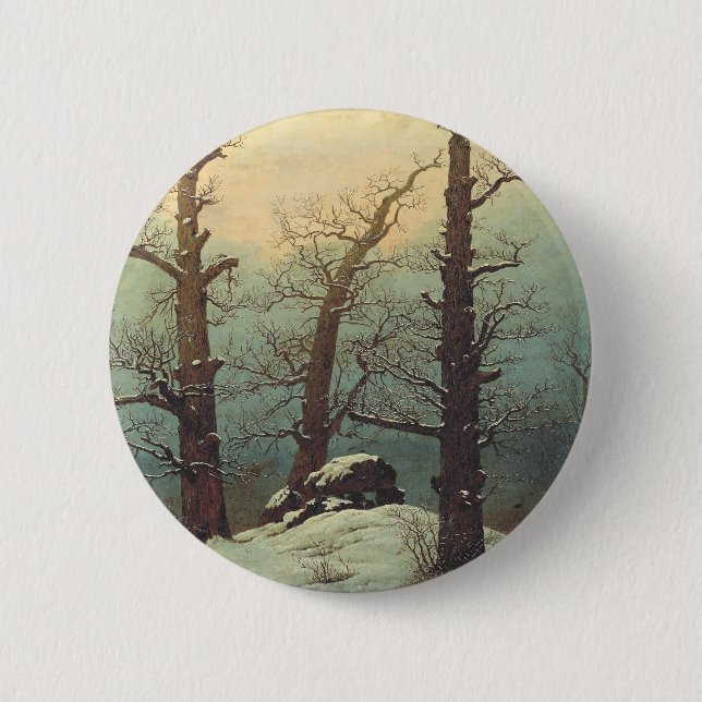 Cairn in Snow by Caspar David Friedrich 2 Inch Round Button (Front)