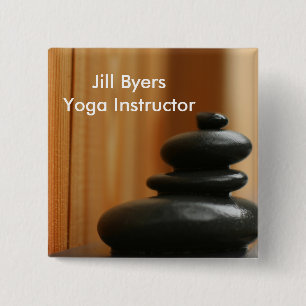 Cairn Meditation Stones and Wood 2 Inch Square Button