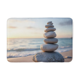 Cairn Rocks on the Ocean Bath Mat