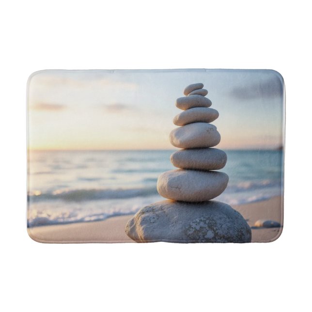 Cairn Rocks on the Ocean Bath Mat (Front)