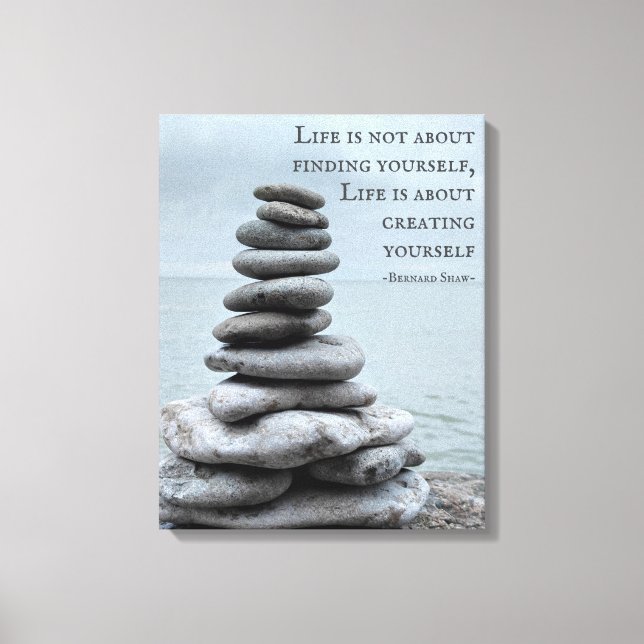 Cairn stone photography | Bernard Shaw quote Canvas Print (Front)