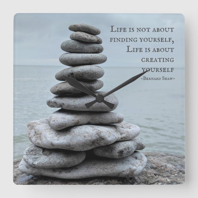 Cairn stone photography | Bernard Shaw quote Square Wall Clock (Front)