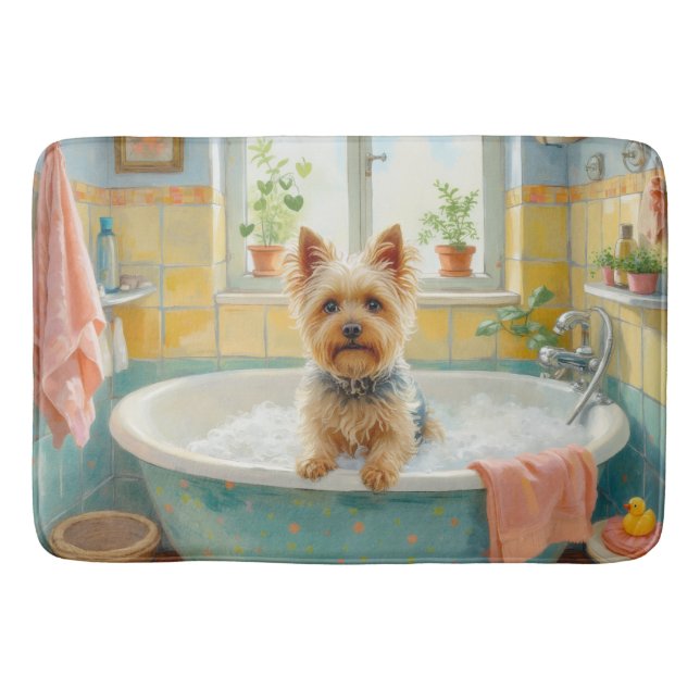 Cairn Terrier Bath Time Playful Bathroom Decor Mat (Front)