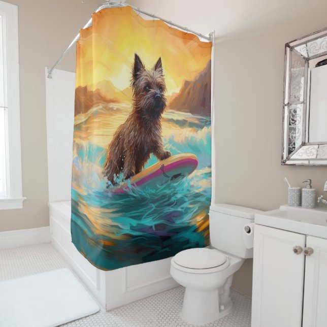 Cairn Terrier Beach Surfing Painting (In Situ)