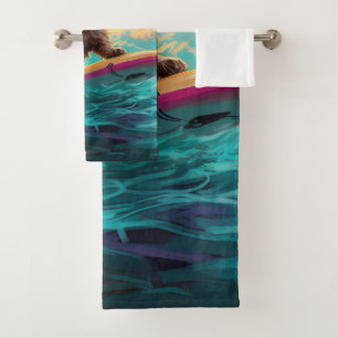 Cairn Terrier Beach Surfing Painting Bath Towel Set