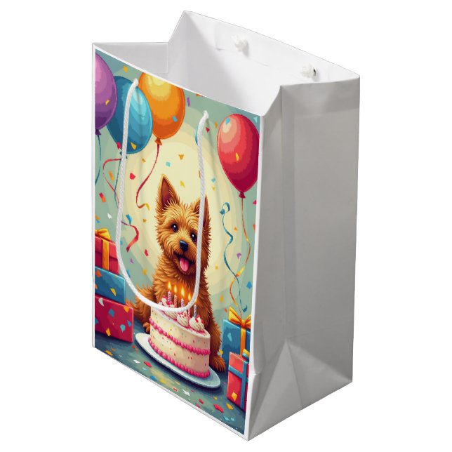 Cairn Terrier Birthday Celebration Medium Gift Bag (Front Angled)