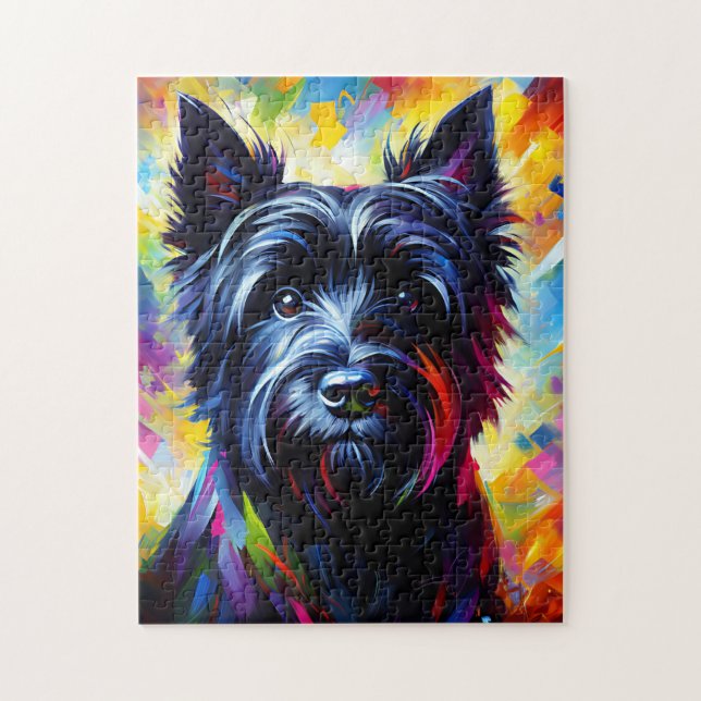 Cairn Terrier Black Dog Acrylic Print Dog Lover Jigsaw Puzzle (Vertical)