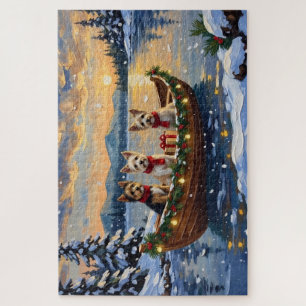 Cairn Terrier Christmas Boat Holiday Jigsaw Puzzle