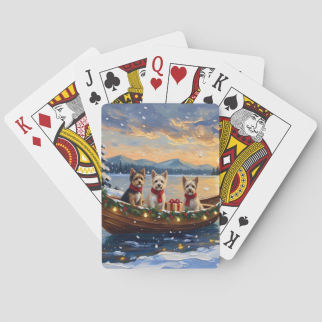 Cairn Terrier Christmas Boat Holiday Playing Cards (Back)
