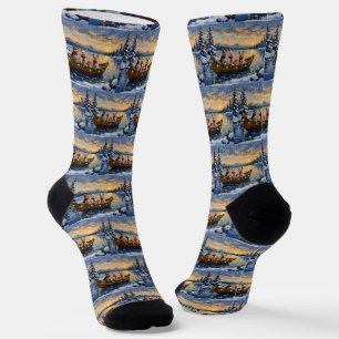 Cairn Terrier Christmas Boat Holiday Socks