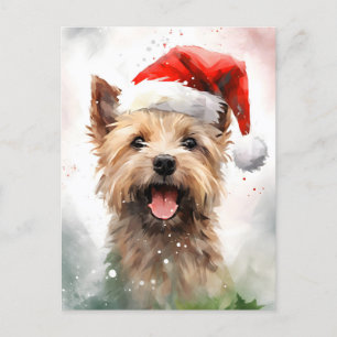 Cairn Terrier Christmas brush painting artwork Postcard