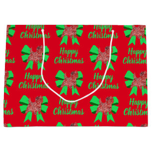 Cairn Terrier Christmas Dog & Green Bow Large Gift Bag