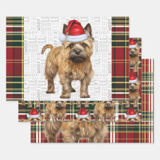 Cairn Terrier Christmas Dog Red Green Plaid Wrapping Paper Sheet