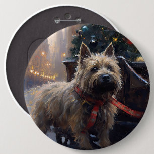 Cairn Terrier Christmas Festive Season  6 Inch Round Button