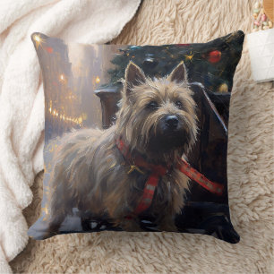 Cairn Terrier Christmas Festive Season  Throw Pillow