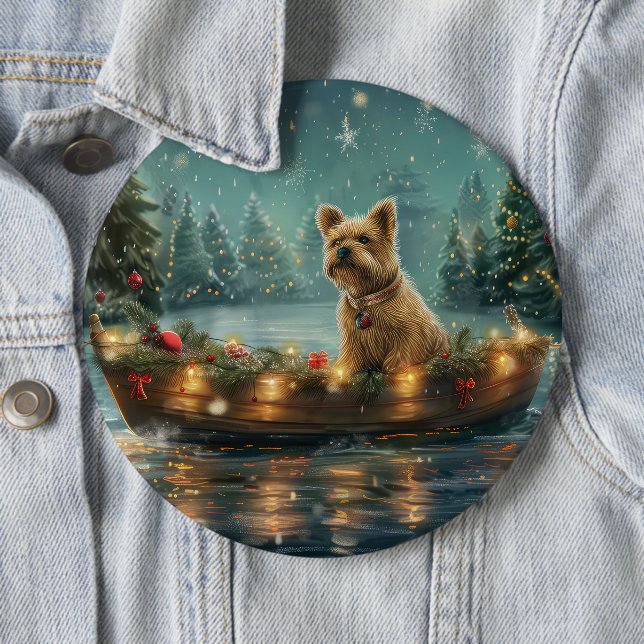Cairn Terrier Christmas Festive Voyage 6 Inch Round Button (In Situ)