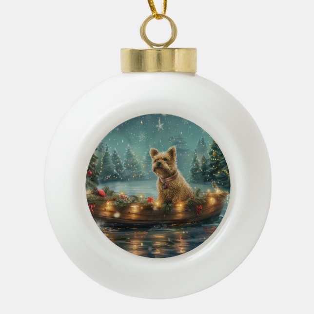 Cairn Terrier Christmas Festive Voyage Ceramic Ball Christmas Ornament (Front)