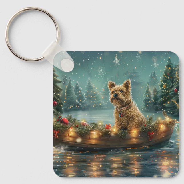 Cairn Terrier Christmas Festive Voyage Keychain (Front)