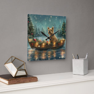 Cairn Terrier Christmas Festive Voyage Square Wall Clock