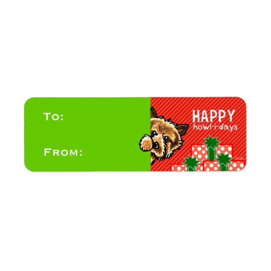Cairn Terrier Christmas Gift Tags Red Green Return Address Label