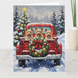 Cairn Terrier Christmas Red Truck Holiday Card