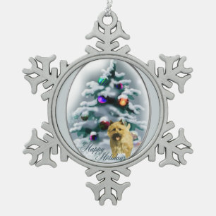 Cairn Terrier Christmas Snowflake Pewter Christmas Ornament