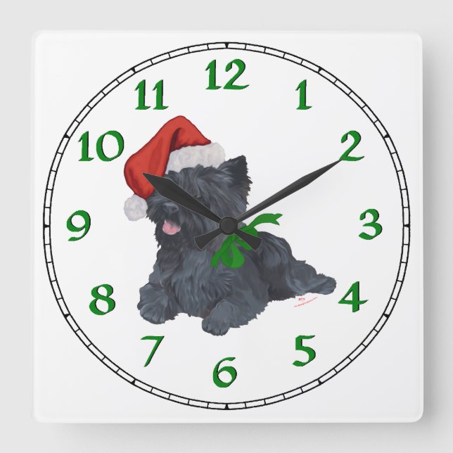 Cairn Terrier Christmas Square Wall Clock (Front)