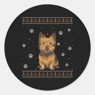 Cairn Terrier Christmas Sweater Xmas Pet Animal Do Classic Round Sticker