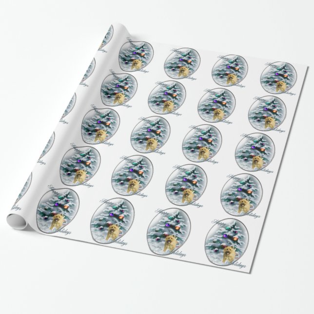 Cairn Terrier Christmas Wrapping Paper (Unrolled)