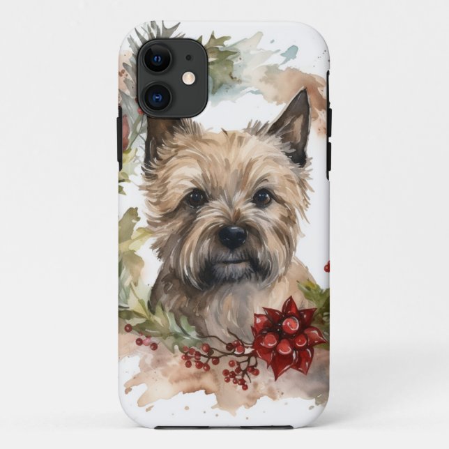 Cairn Terrier Christmas Wreath Festive Pup Case-Mate iPhone Case (Back)