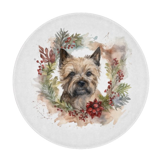 Cairn Terrier Christmas Wreath Festive Pup Cutting Board (Front)