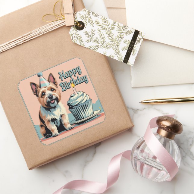 Cairn Terrier Colourful Square Sticker (Gifting)