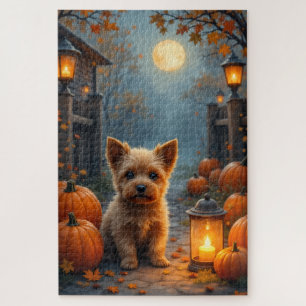 Cairn Terrier Cozy Cottage Halloween Art Jigsaw Puzzle