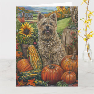 Cairn Terrier Dog Autumn Harvest Thanksgiving Card