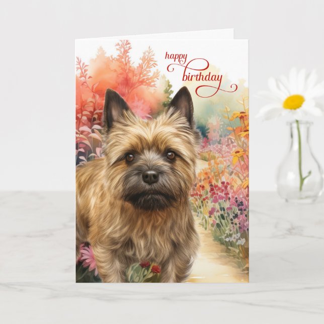 Cairn Terrier Dog Birthday Wishes Garden Path Card (Small Plant)