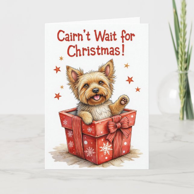 Cairn Terrier Dog Christmas Holiday Greeting Card (Front)