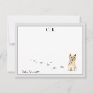 Cairn Terrier Dog Grey Border Monogram Your Name Card