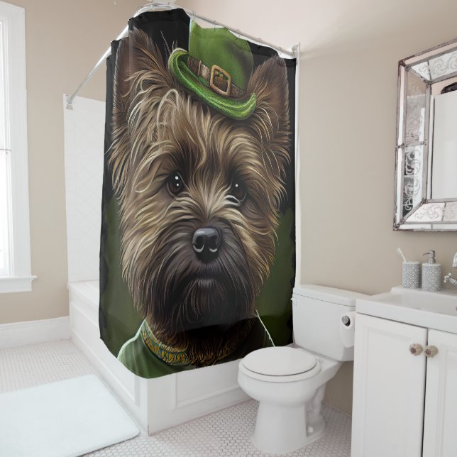 Cairn Terrier dog in St. Patrick's Day Dress (In Situ)