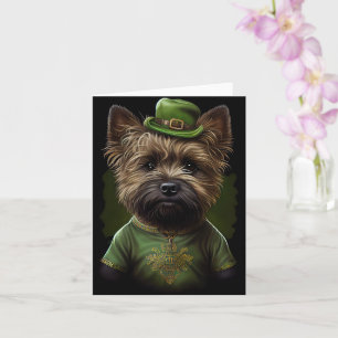 Cairn Terrier dog in St. Patrick's Day Dress Card
