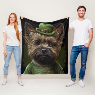 Cairn Terrier dog in St. Patrick's Day Dress Fleece Blanket